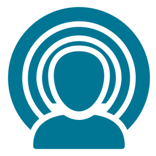 Blue silhouette with radiating circles design